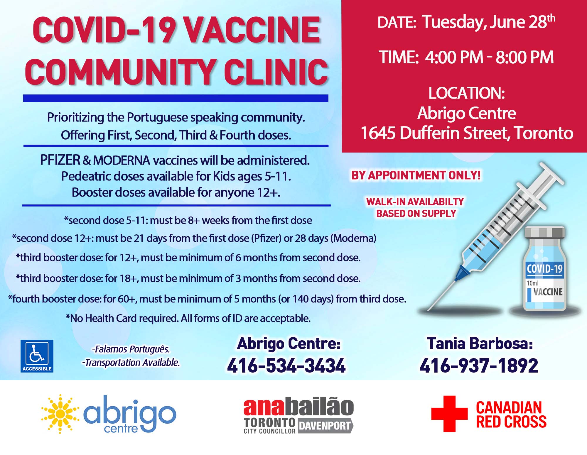 Abrigo’s Next COVID-19 Vaccination Clinic is June 28th