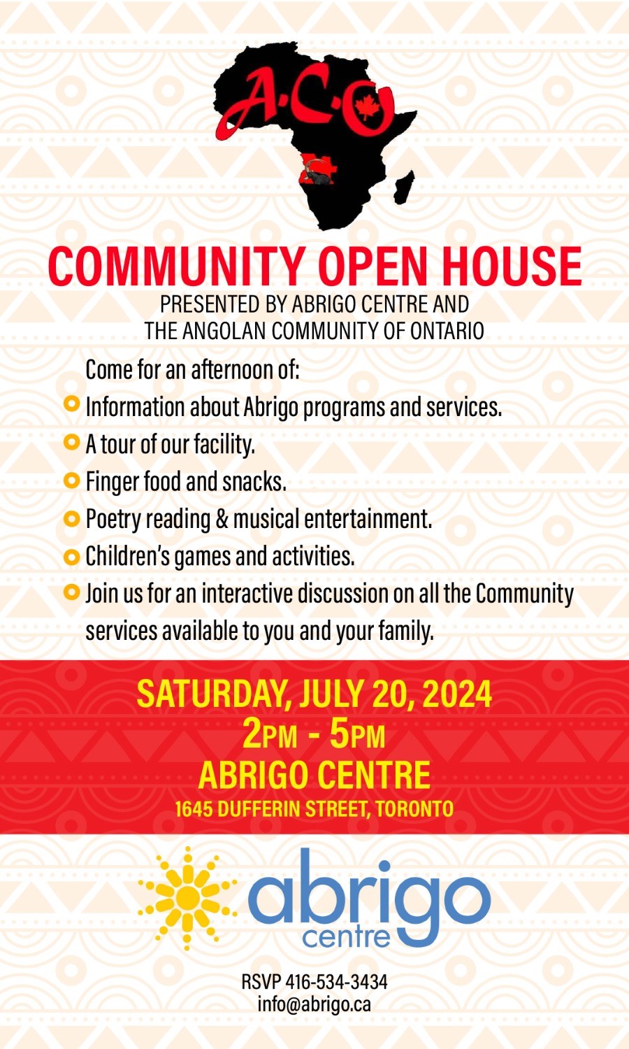 The Abrigo Centre, in partnership with the Angolan Community of Ontario