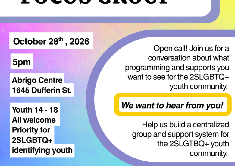 Abrigo and Unison are holding a focus group for 2SLGBTQ+ youth 14 to 18 on October 28.